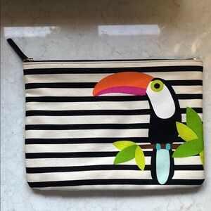 Kate Spade Striped Toucan Bird Cosmetic Pouch